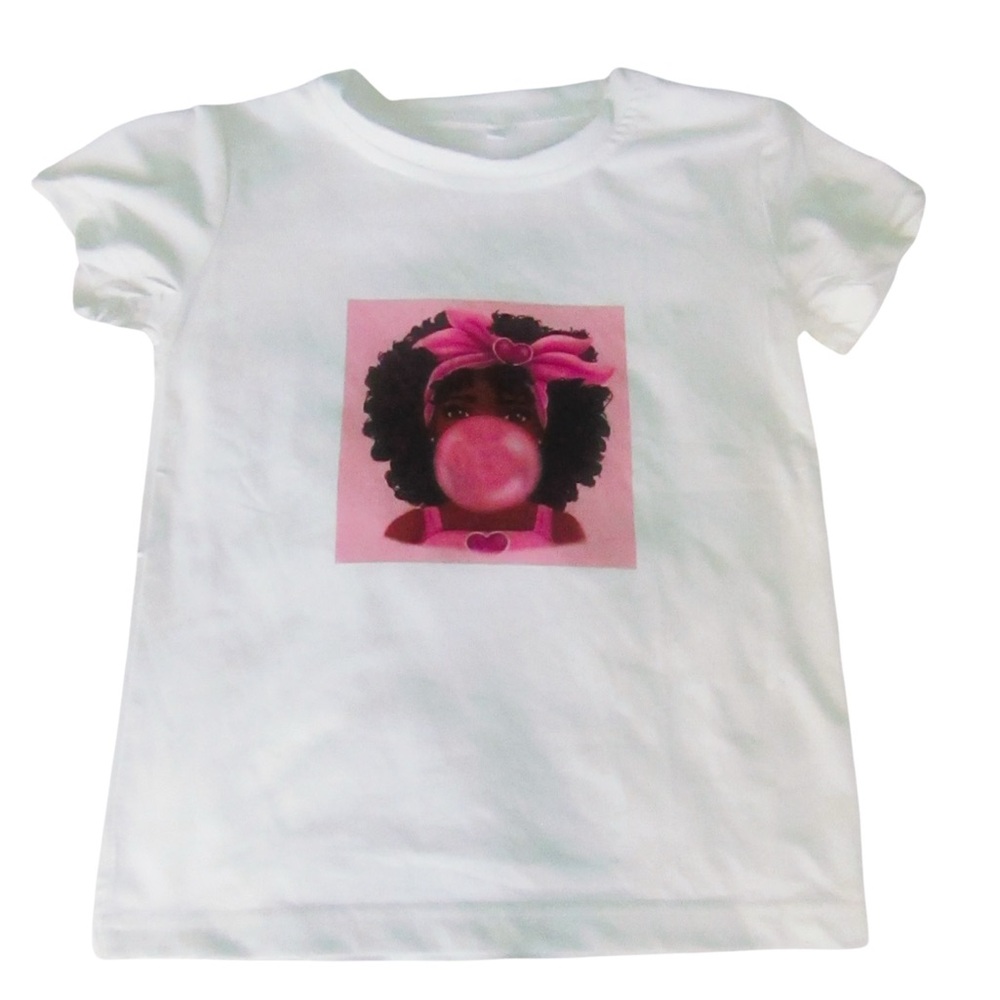 White Kids T-Shirt with Pink Graphic